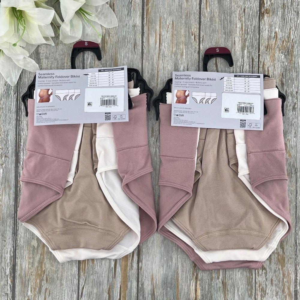 Women’s Destination Maternity Foldover Bikini Panty 2, 3-Packs Size S - Picture 3 of 5